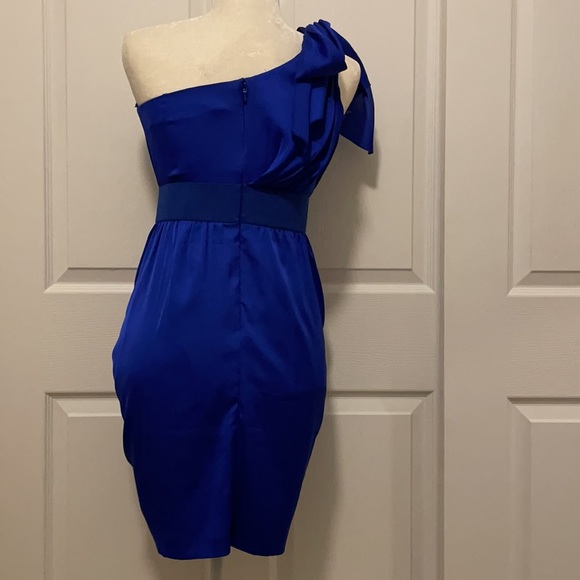Royal blue vintage cache one shoulder dress - Picture 2 of 5